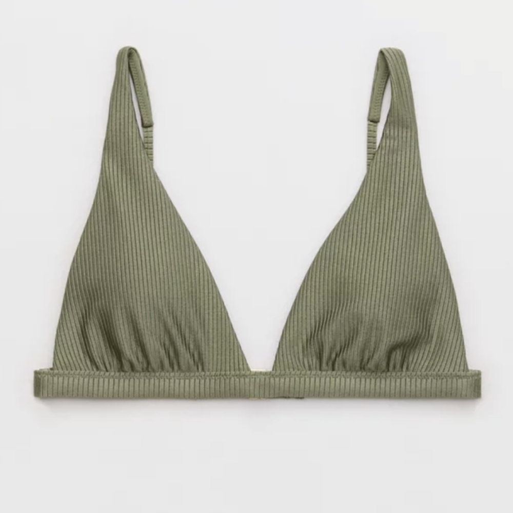 NWT Aerie Shine Rib Plunge Bikini Top